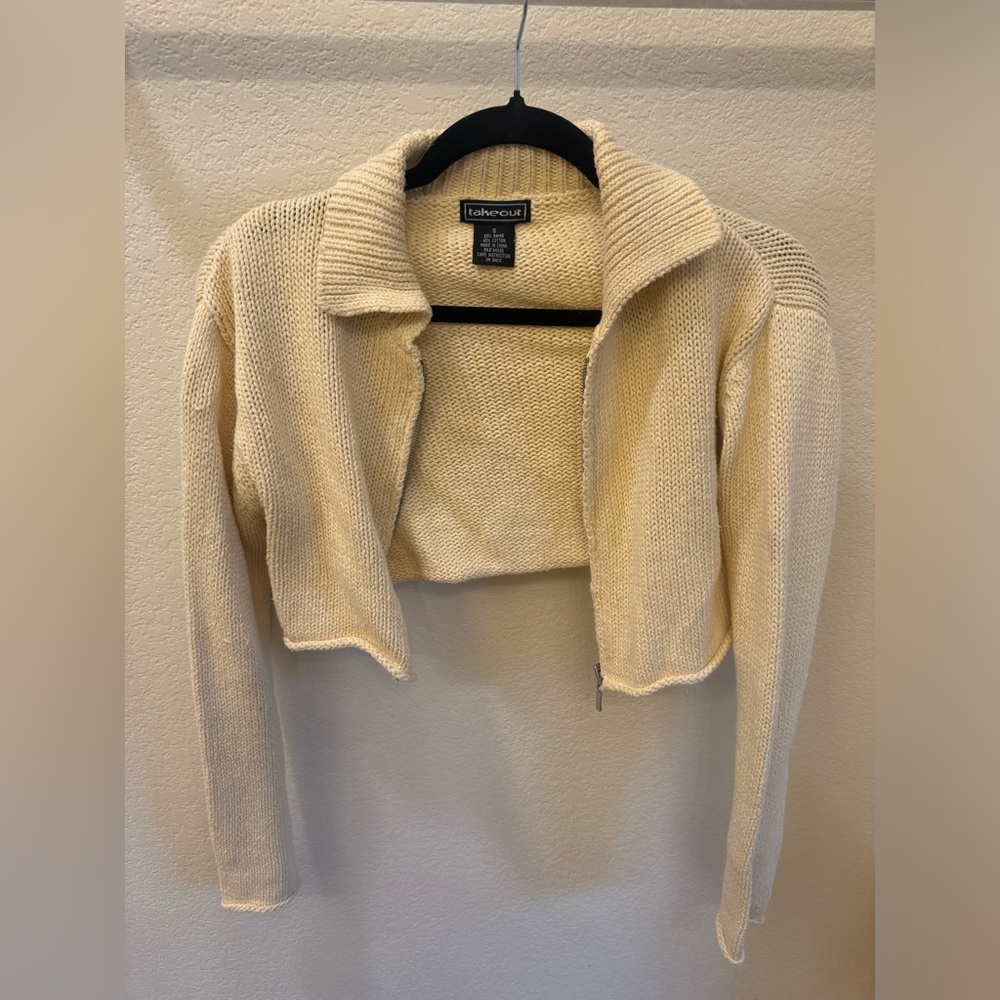 Vintage Cropped Zip-up Cardigan Sweater